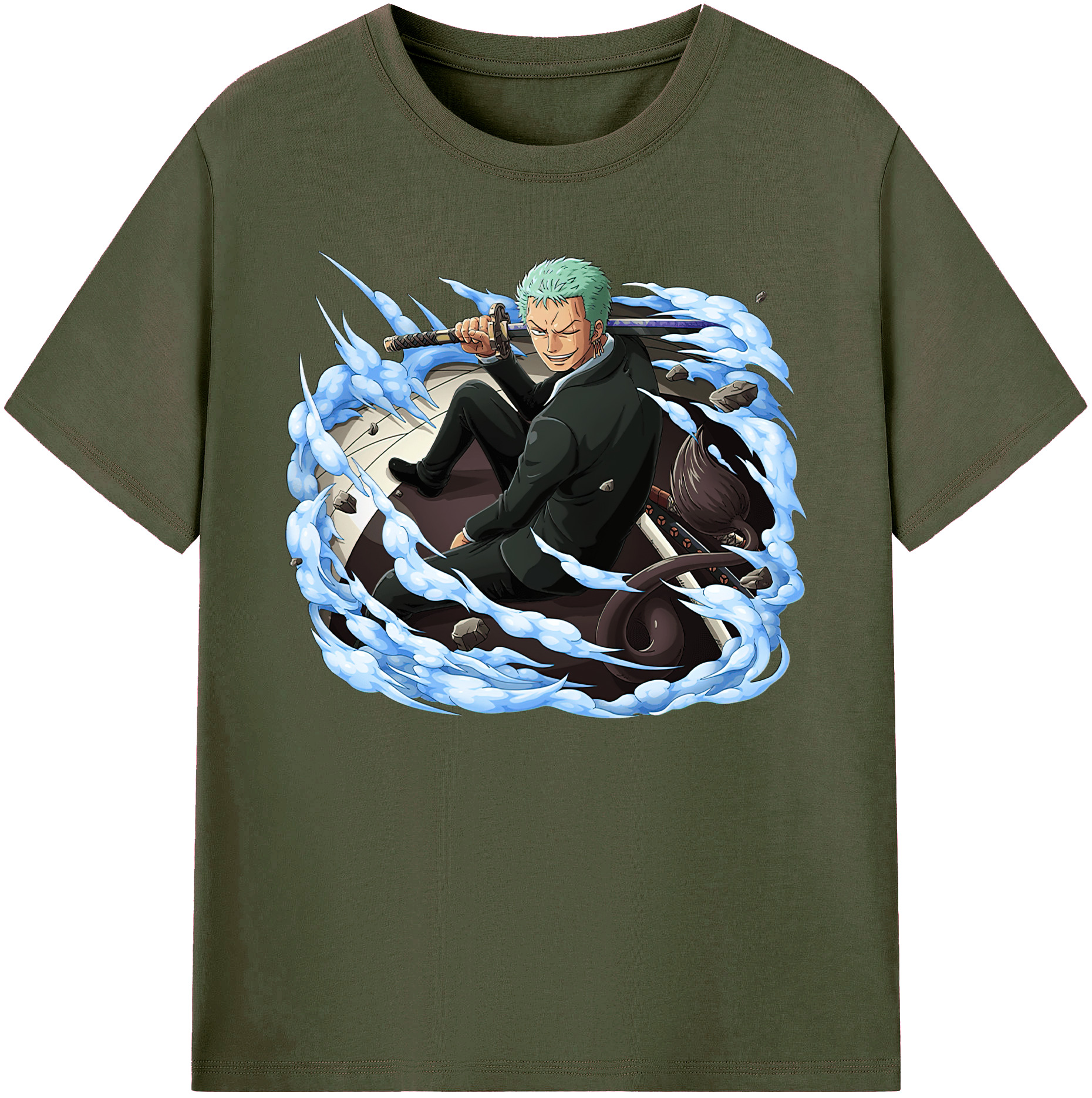 ワンピース ロロノア・ゾロ ONE PIECE Roronoa Zoro 綿100％ メンズ半袖Tシャツ｜肌触りやわらか＆通気性